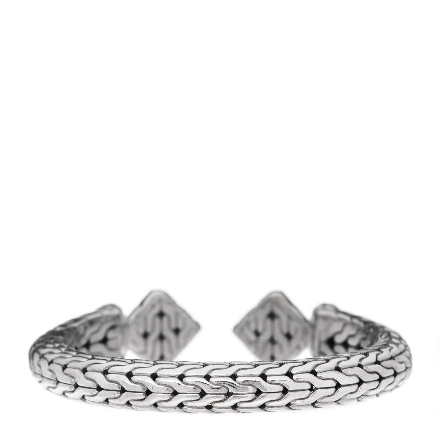 Sterling Silver Diamond Classic Chain Square Kick Cuff Bracelet