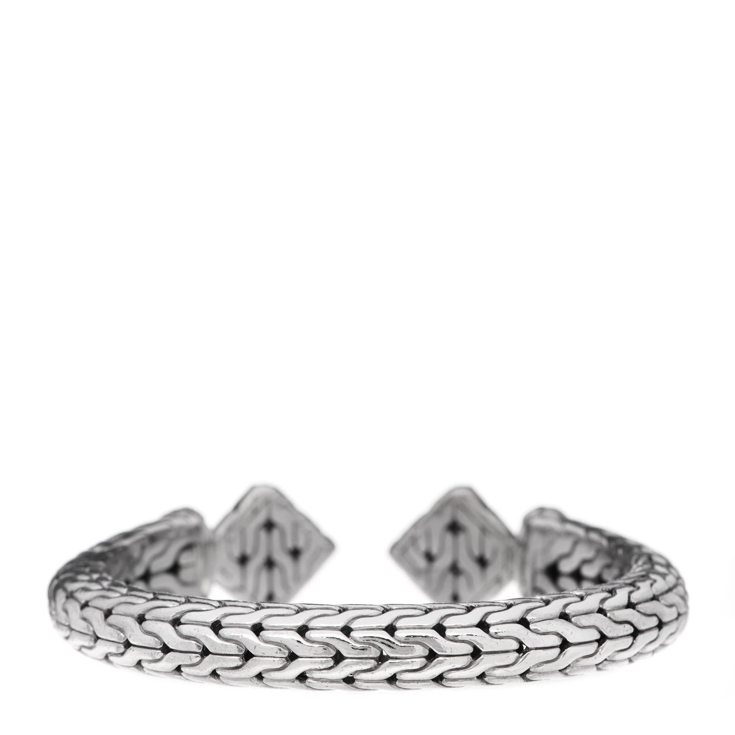 John Hardy Sterling Silver Diamond Classic Chain Square Kick Cuff Bracelet 3 of 5