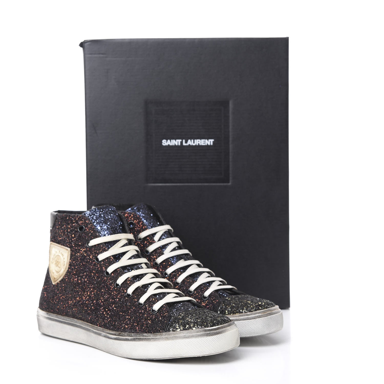 Saint Laurent Rubber Glitter Mens Bedford Hightop Sneakers 42 Multicolor 11 of 11
