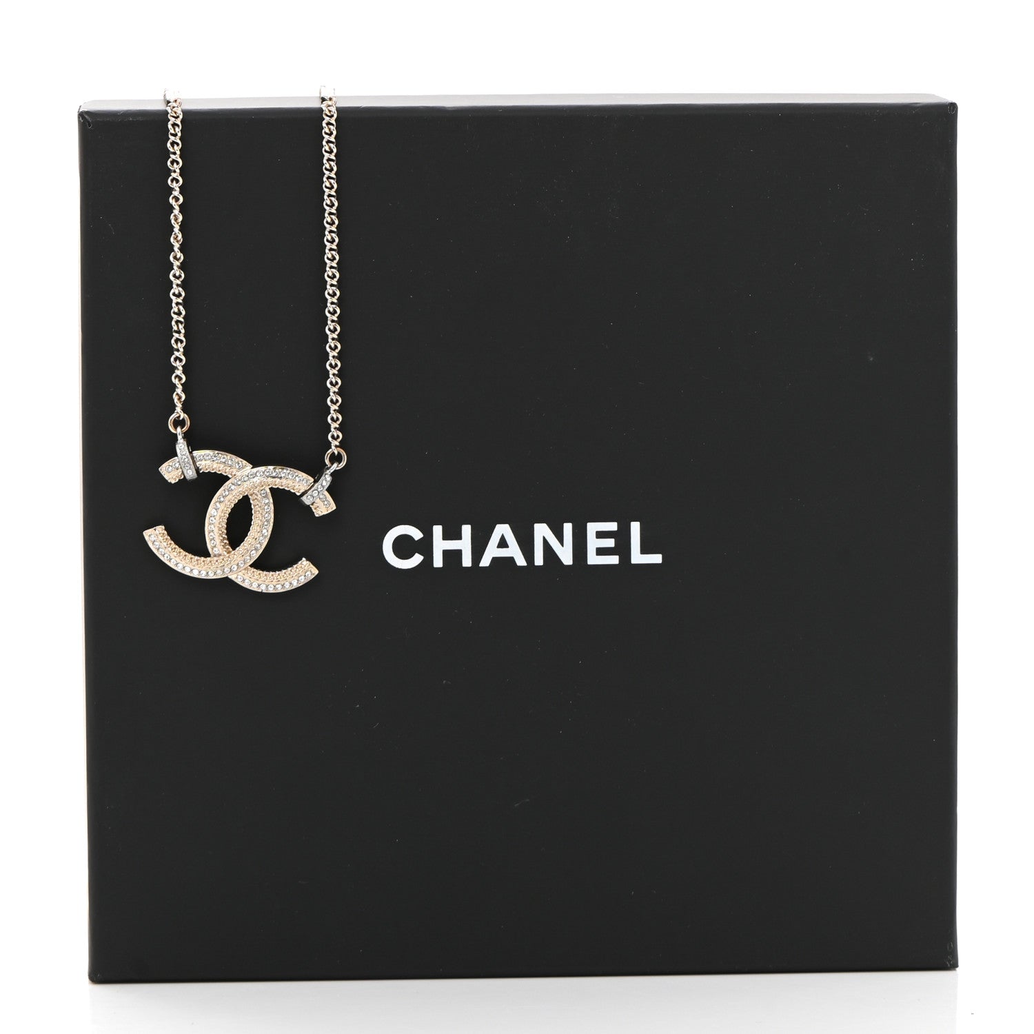 Chanel Crystal CC Pendant Necklace Gold 7 of 7