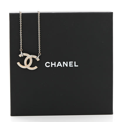 Chanel Crystal CC Pendant Necklace Gold 7 of 7