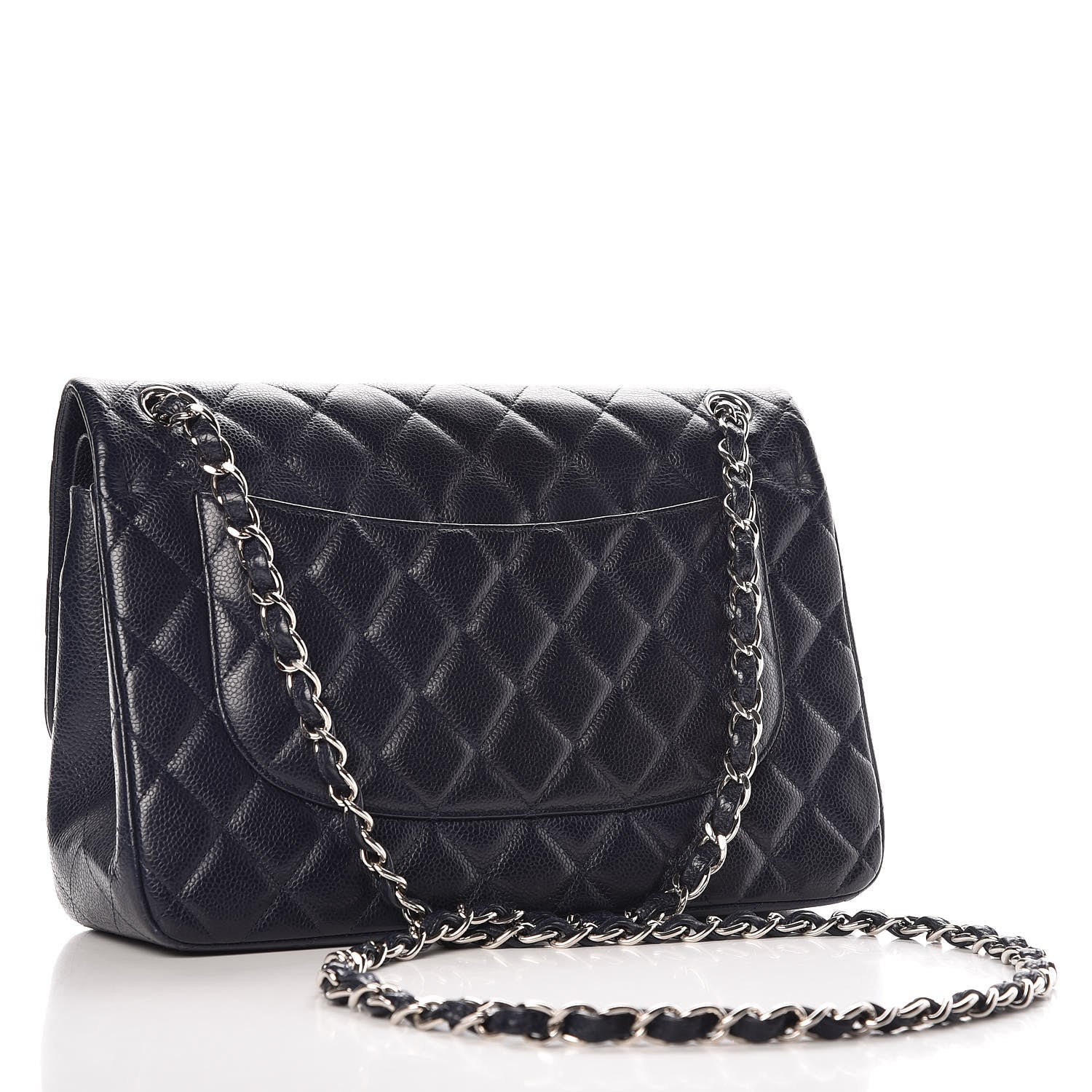 Chanel Caviar Quilted Jumbo Double Flap Navy Blue 3 of 11