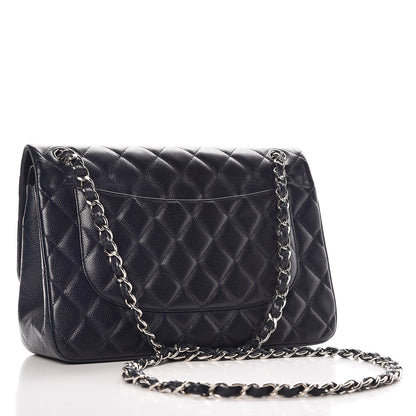 Chanel Caviar Quilted Jumbo Double Flap Navy Blue 3 of 11