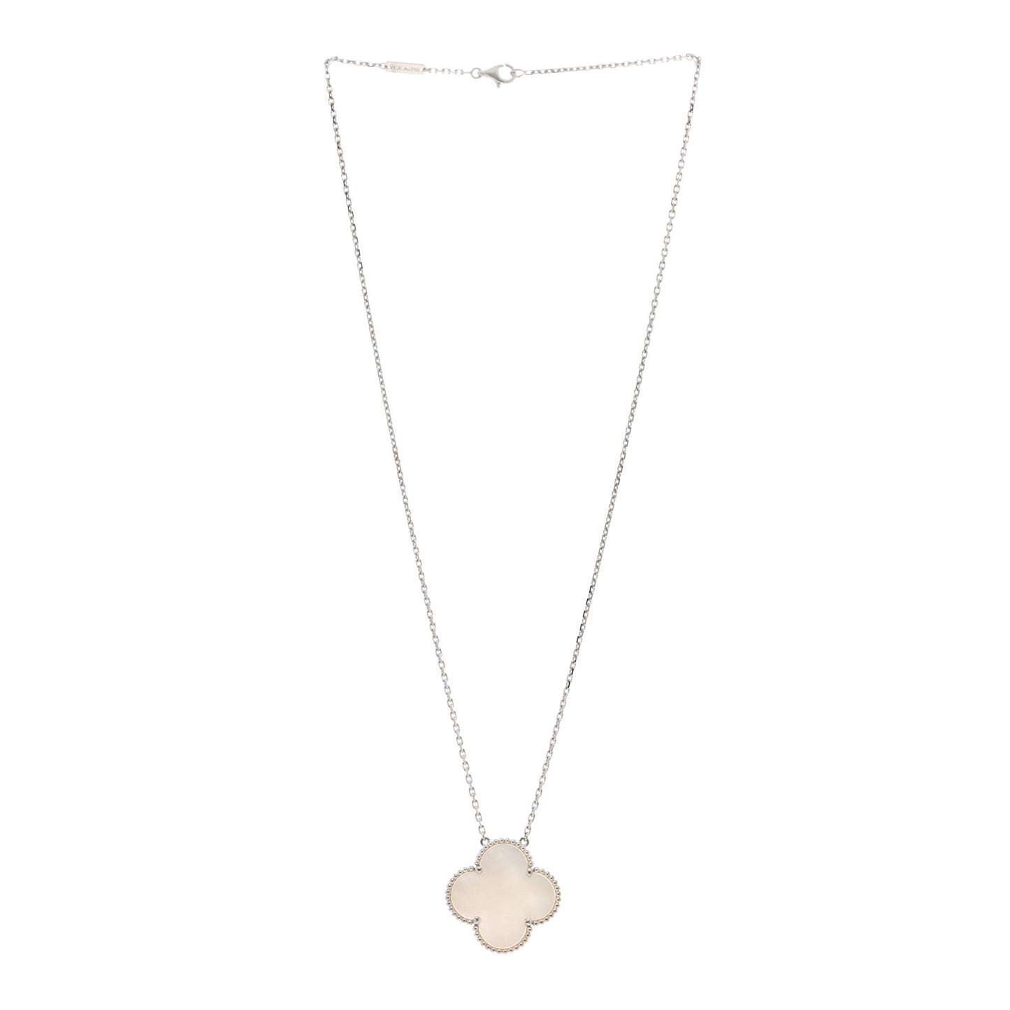 18K White Gold Mother of Pearl Magic Alhambra Pendant Necklace