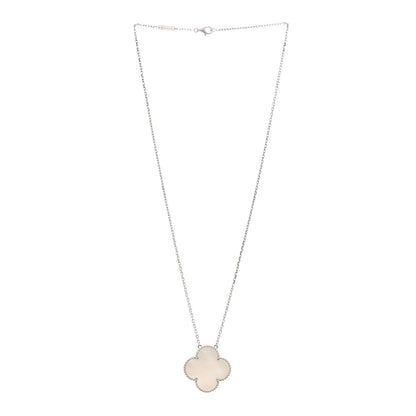 Van Cleef & Arpels 18K White Gold Mother of Pearl Magic Alhambra Pendant Necklace 3 of 4