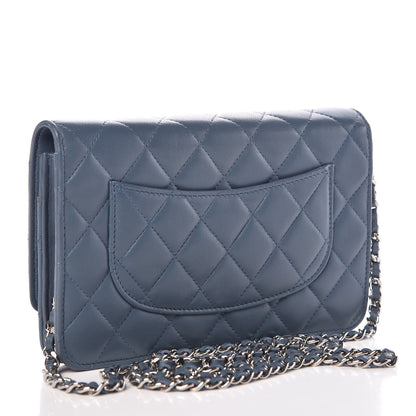 Chanel Lambskin Quilted Wallet On Chain WOC Blue 3 of 11