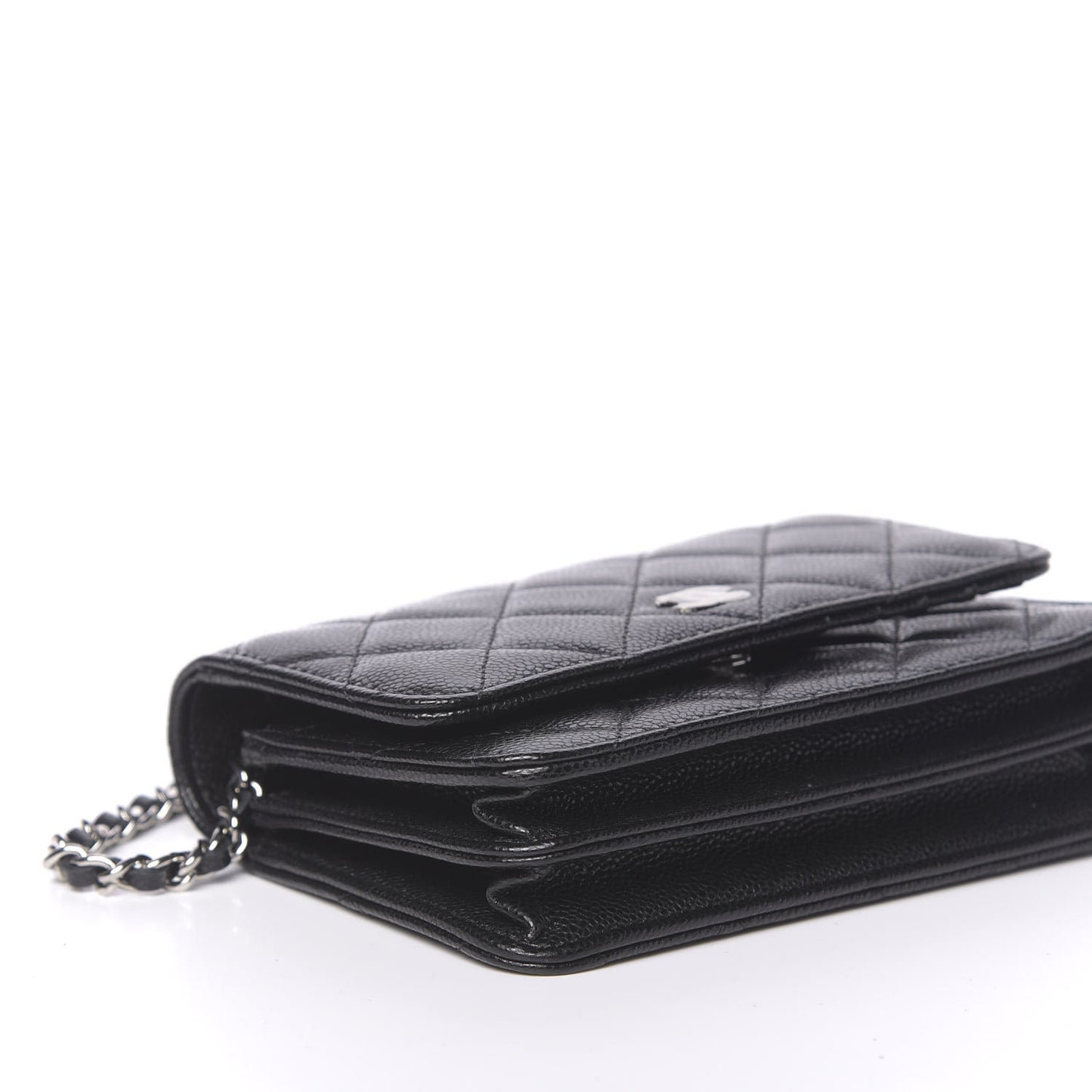 Caviar Quilted Mini Wallet On Chain WOC Black