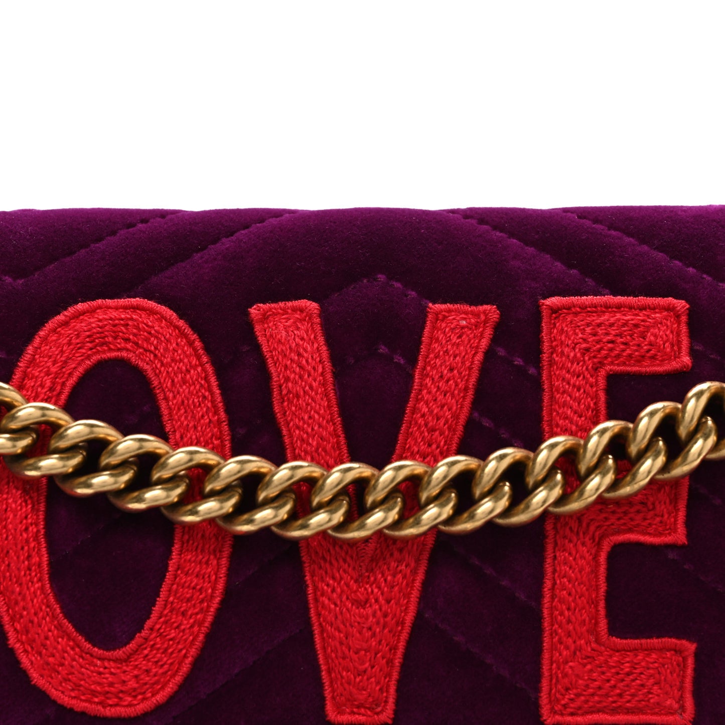 Velvet Matelasse Loved Embroidered Medium GG Marmont Shoulder Bag Fuchsia Violet Cyclamen