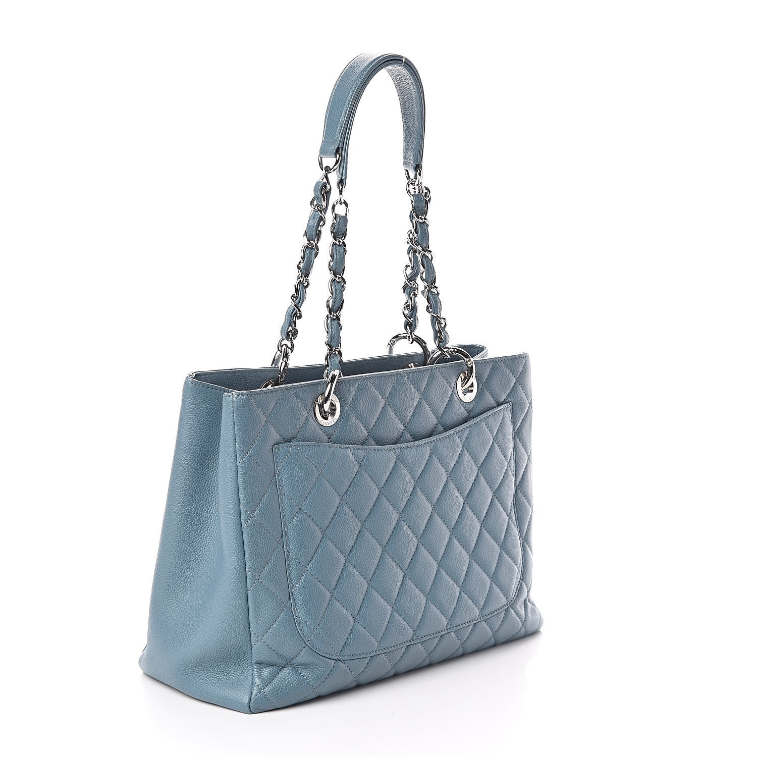Chanel Caviar Quilted Grand Shopping Tote GST Blue 3 of 10