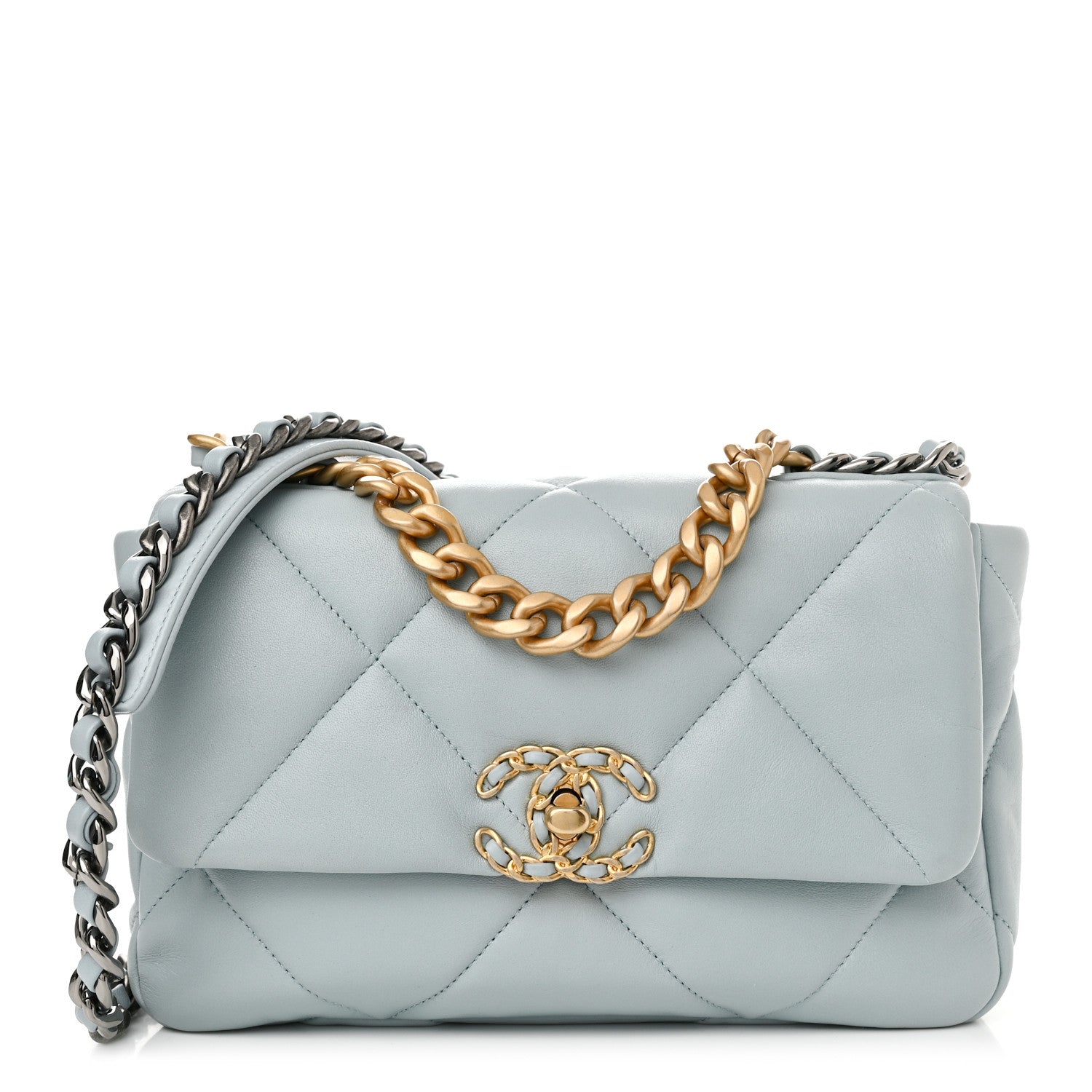 Chanel Lambskin Quilted Medium Chanel 19 Flap Light Blue 1 of 10