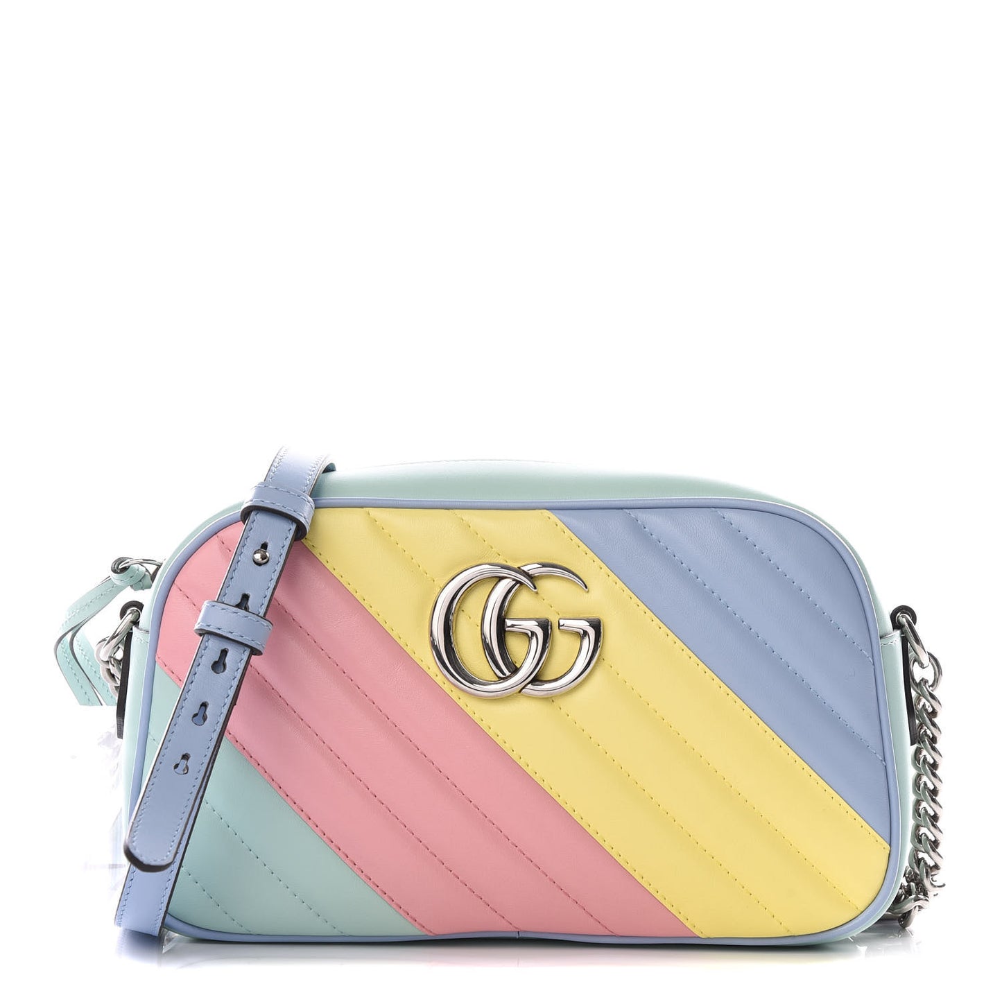 Calfskin Matelasse Diagonal Small GG Marmont Chain Shoulder Bag Multicolor Pastel