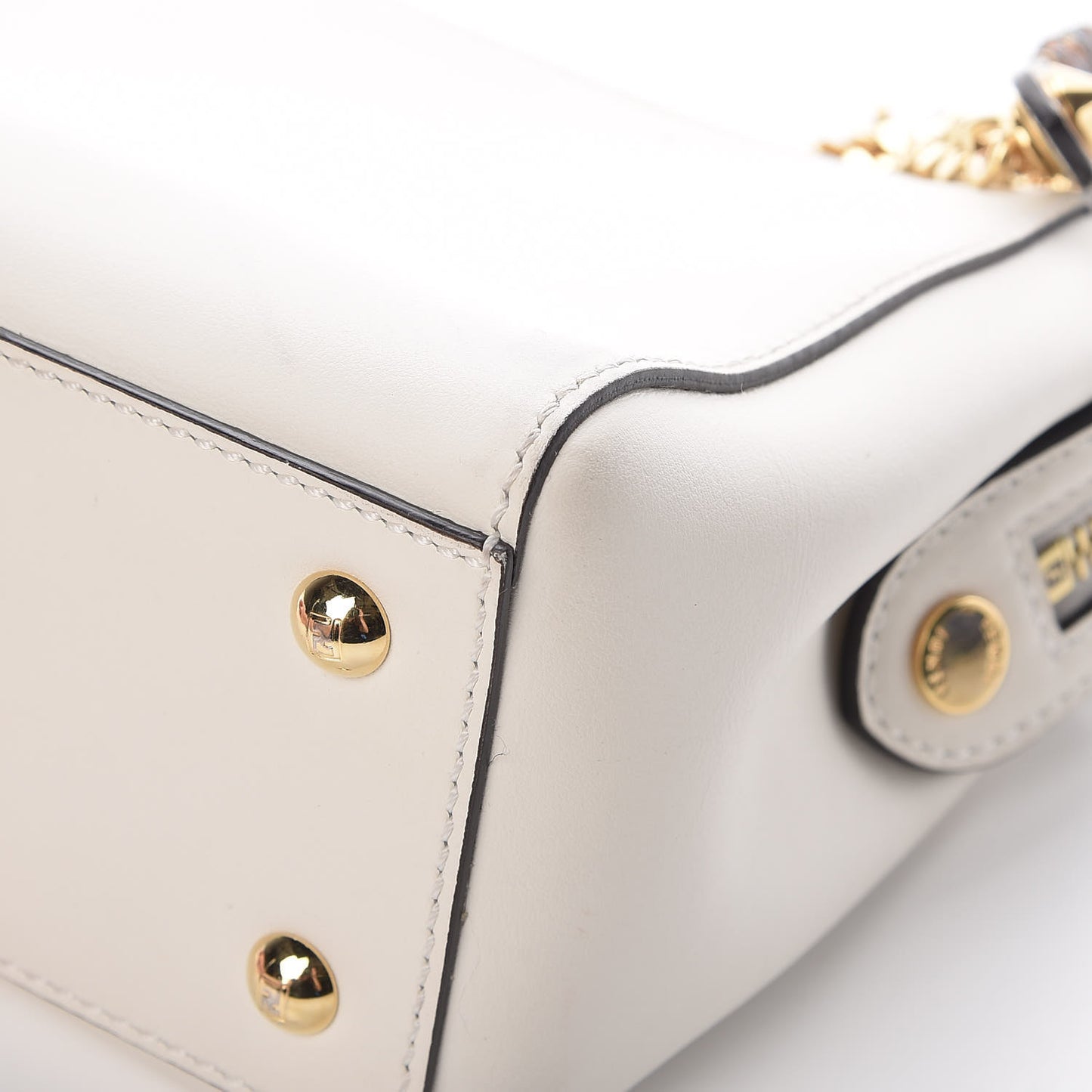 Vitello Baltico Ribbon Lace Up Floral Small DotCom Click Chain Satchel White Multicolor