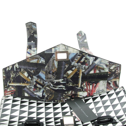 Proenza Schouler Triangle Print Calfskin PS1 Pochette Clutch Black White 8 of 8