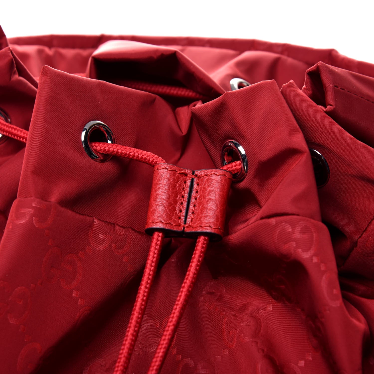 Gucci Nylon Monogram Dollar Calfskin Medium Light Double Buckle Backpack Vibrant Red 11 of 18