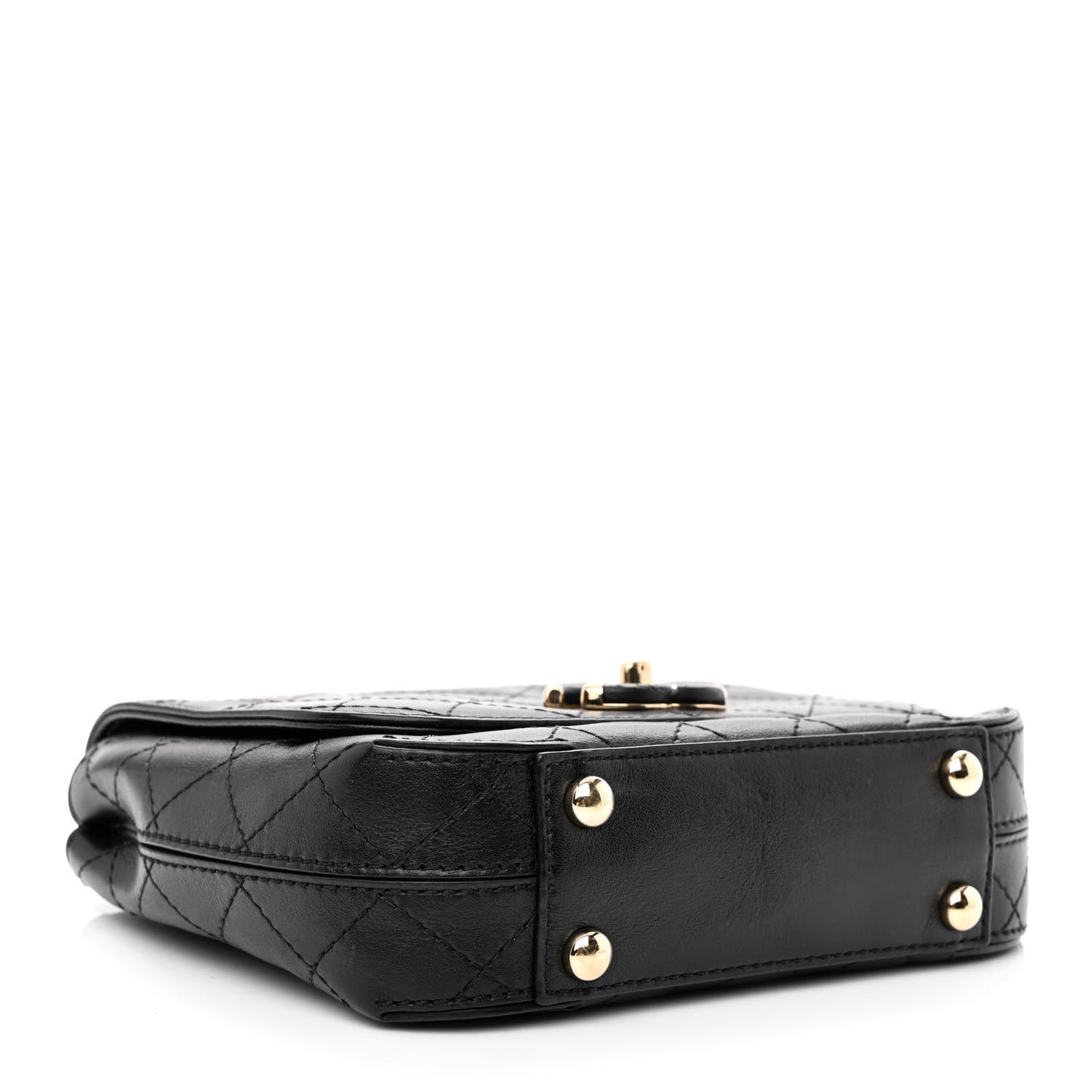 Calfskin Stitched Small Covered CC Flap Bag Black