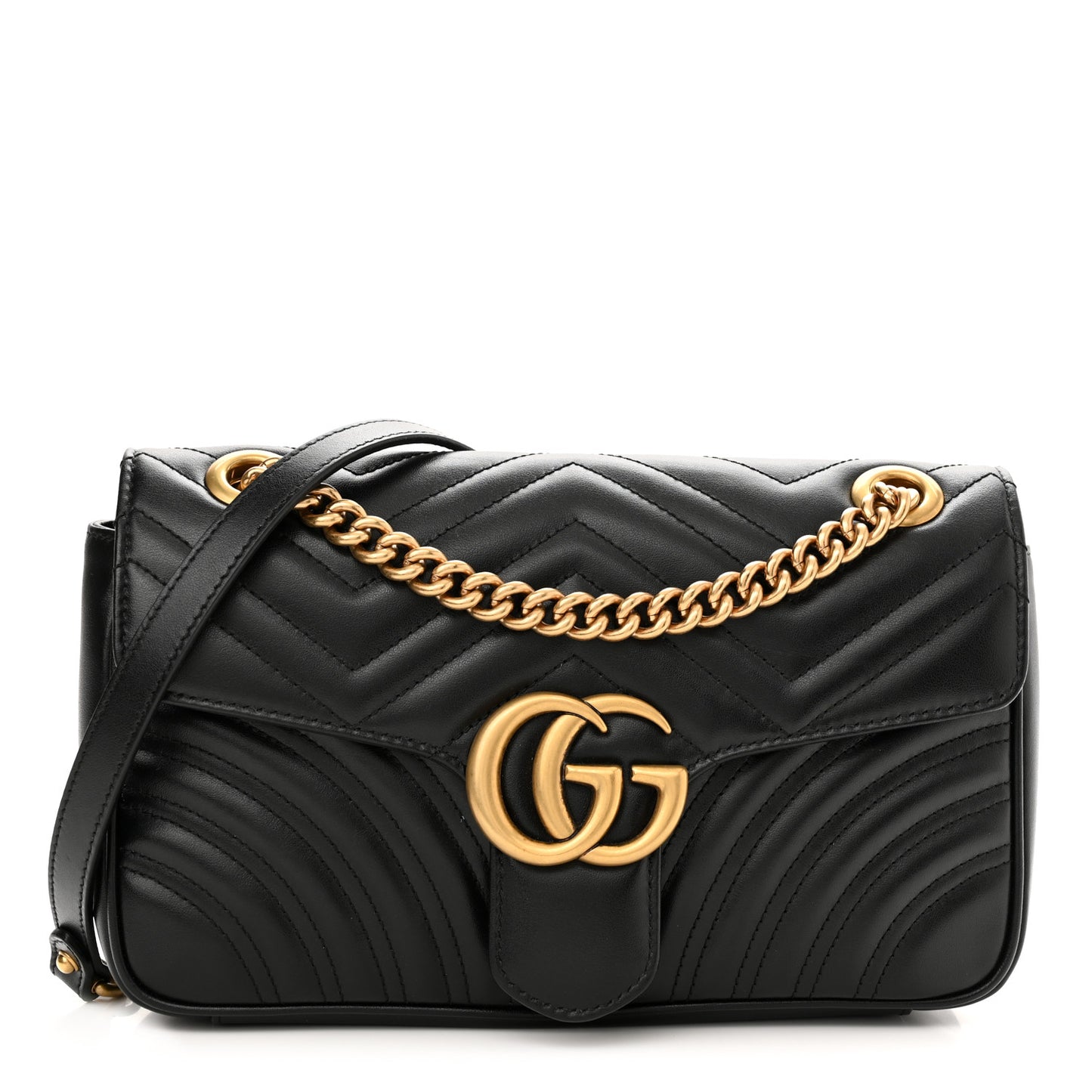 Calfskin Matelasse Small GG Marmont Shoulder Bag Black