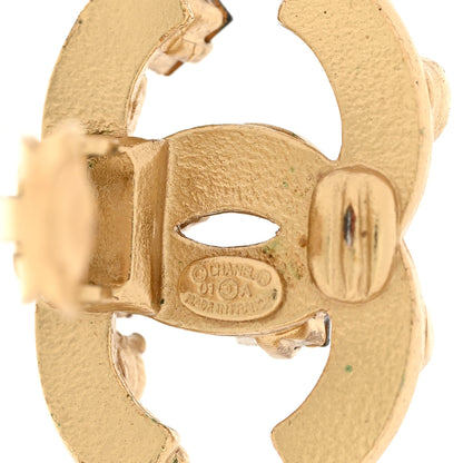 Chanel Crystal CC Clip On Earrings Gold Black Multicolor 4 of 5