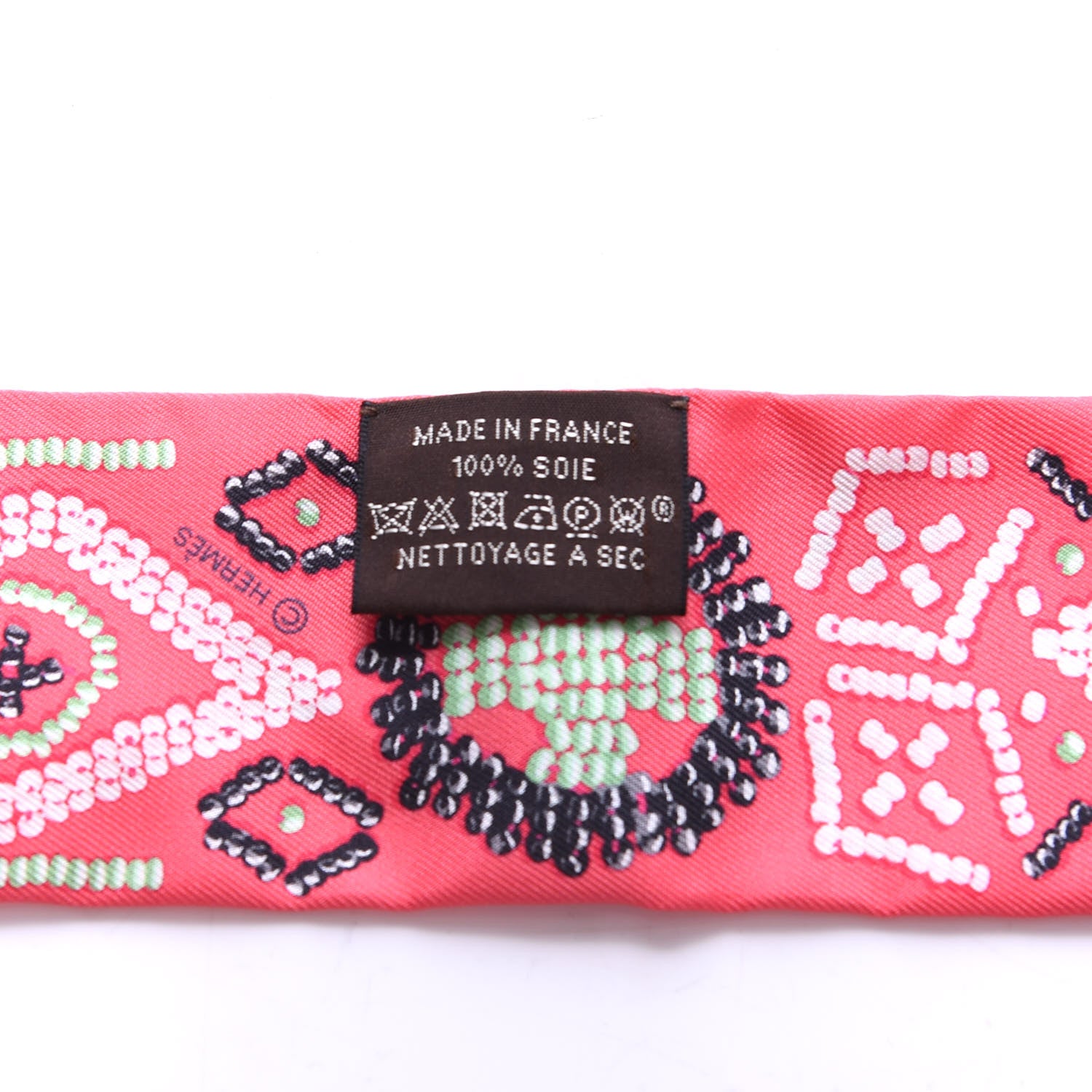 Hermes Silk Kelly En Perles Twilly Rose Vert Black 2 of 3