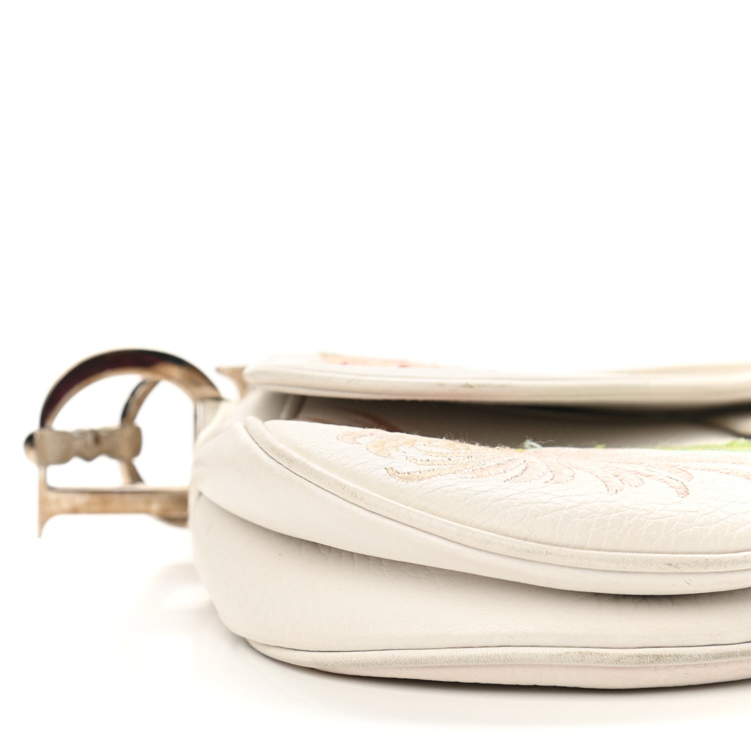 Christian Dior Calfskin Embroidered Romantic Flowers Saddle Bag White 7 of 16