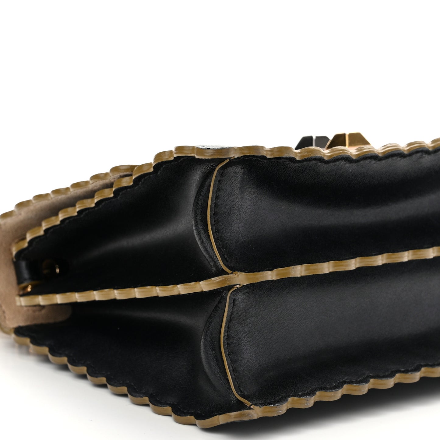 Vitello Liberty Scalloped Studded Small Kan I Shoulder Bag Black