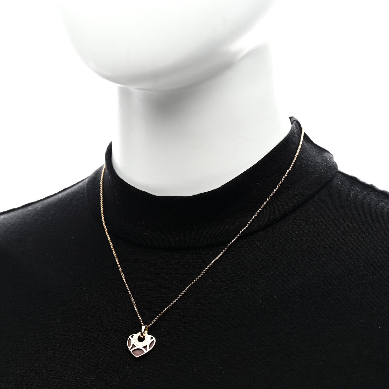 Bulgari 18K Rose Gold Carnelian Cuore Heart Pendant Necklace 2 of 5