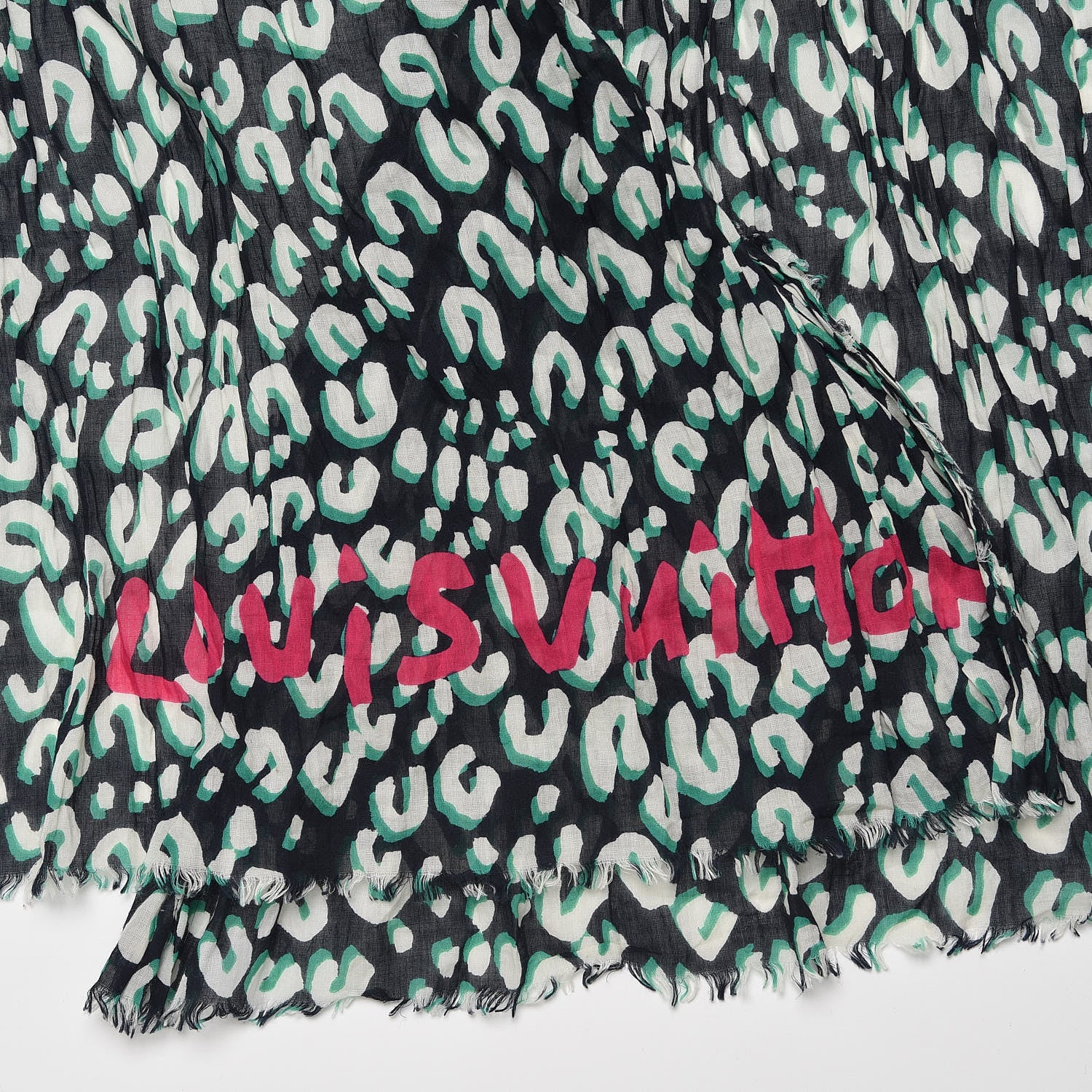 Louis Vuitton Cotton Leopard Stole Blue Infini 4 of 4