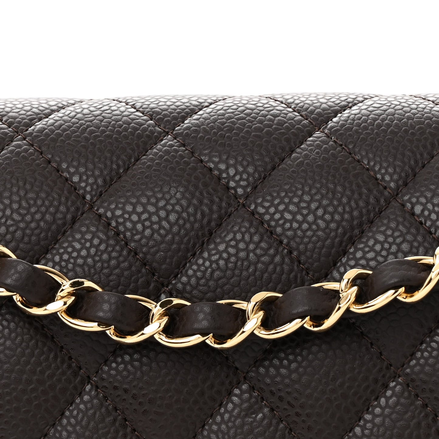 Caviar Quilted Medium Double Flap Brown