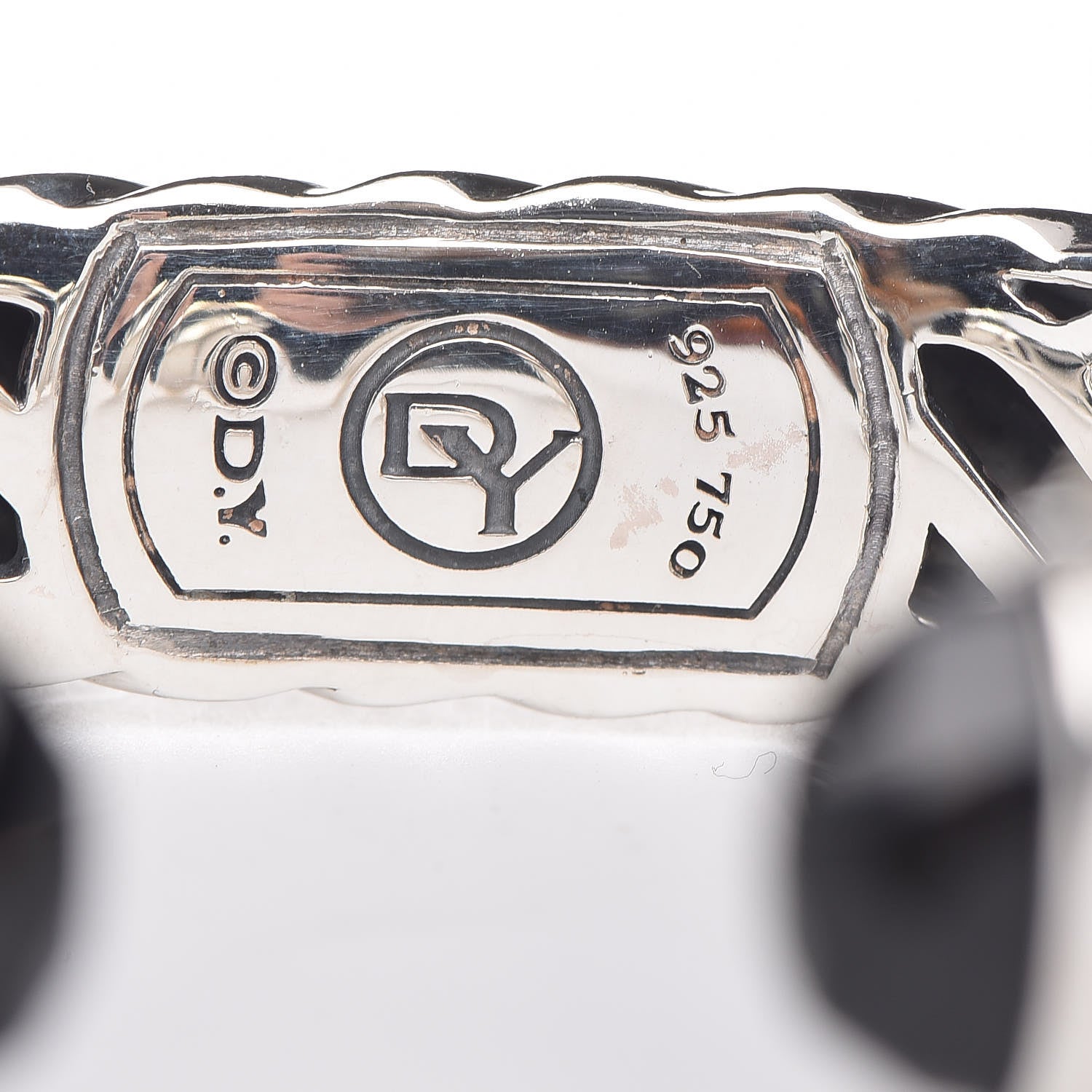 David Yurman Sterling Silver 18K Yellow Gold Black Onyx 10mm Waverly Bracelet 4 of 4