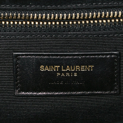 Saint Laurent Grain De Poudre Matelasse Chevron Large Monogram Satchel Dark Green 5 of 8
