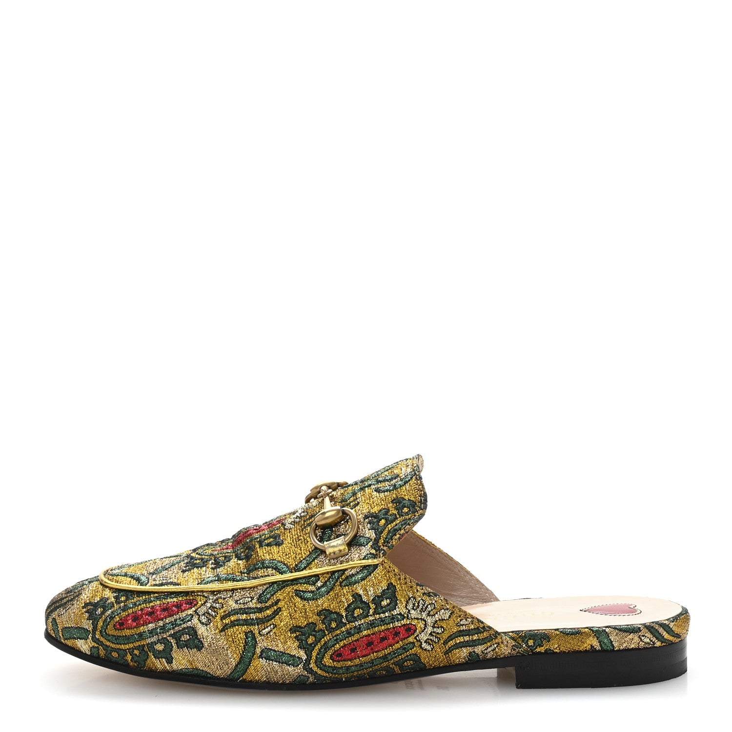 Gucci Iridescent Brocade Womens Princetown Slippers 36 Gold Multicolor 1 of 10