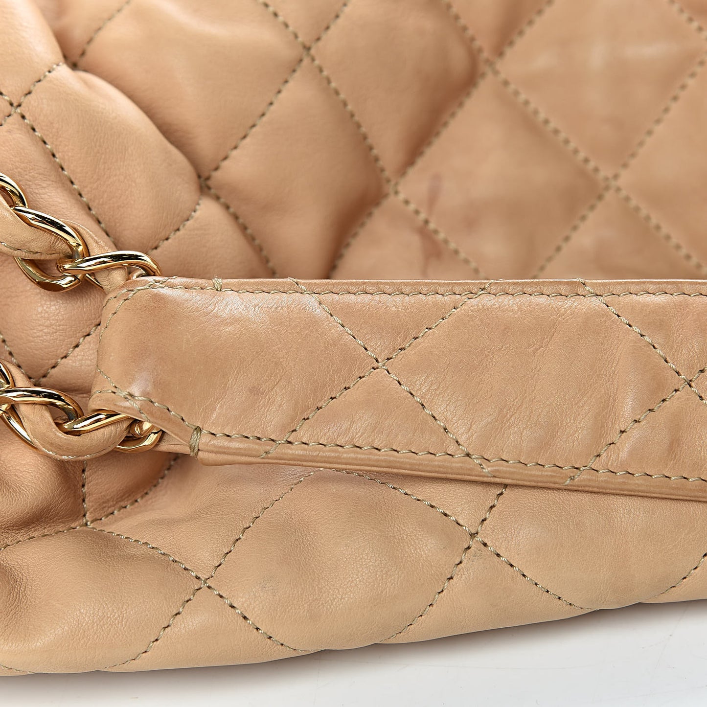 Calfskin Quilted Large Chain Me Hobo Beige