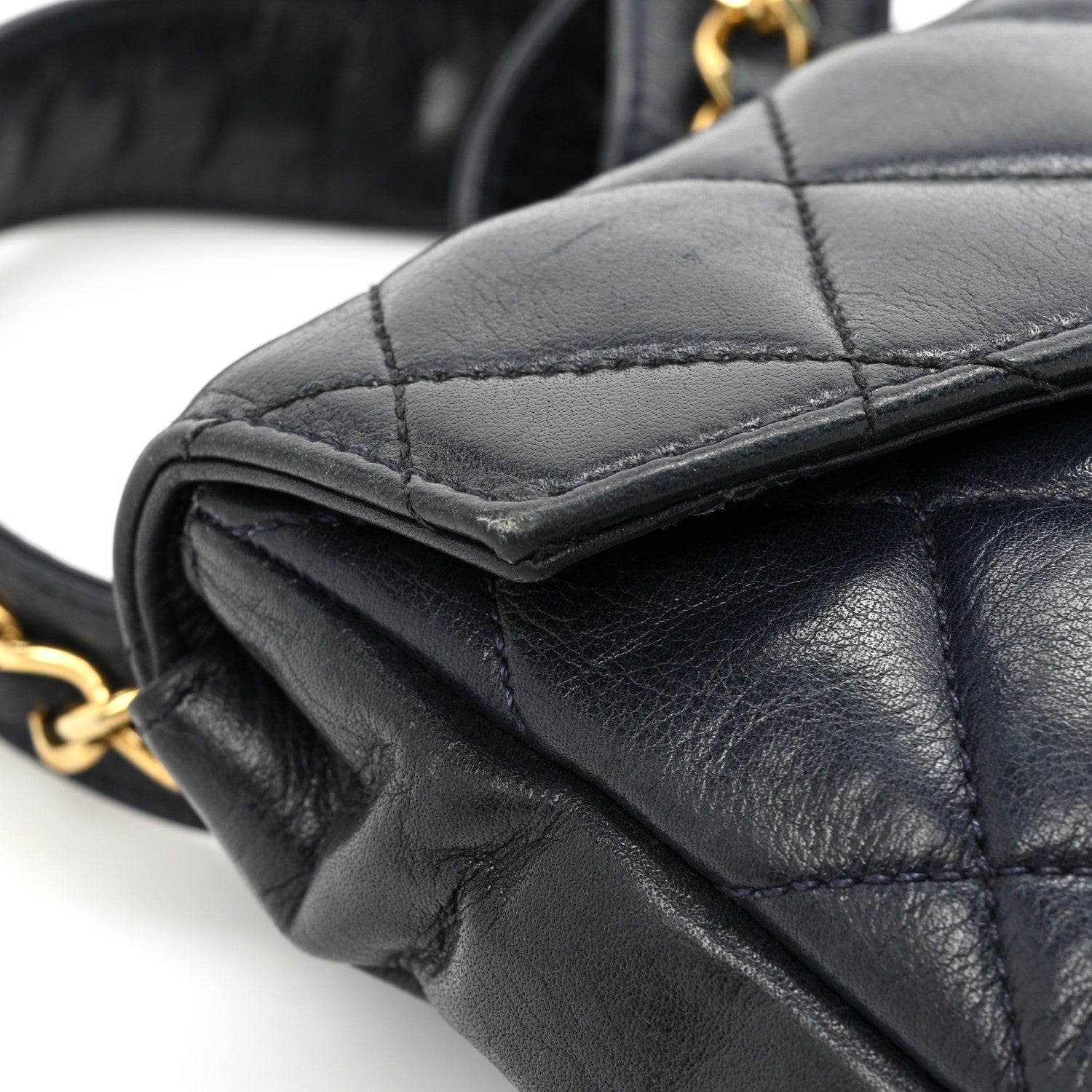 Chanel Lambskin Quilted Flap Waist Belt Bag 70 28 Navy 12 of 17