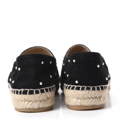 Chanel Suede Pearl CC Espadrilles 38 Black 7 of 12