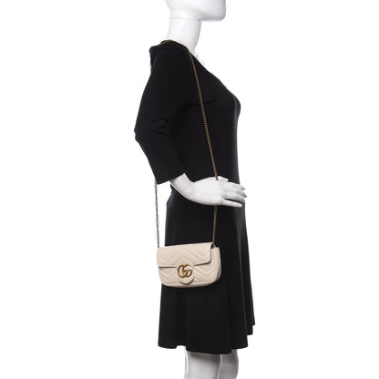 Gucci Calfskin Matelasse Super Mini GG Marmont Shoulder Bag White 2 of 10