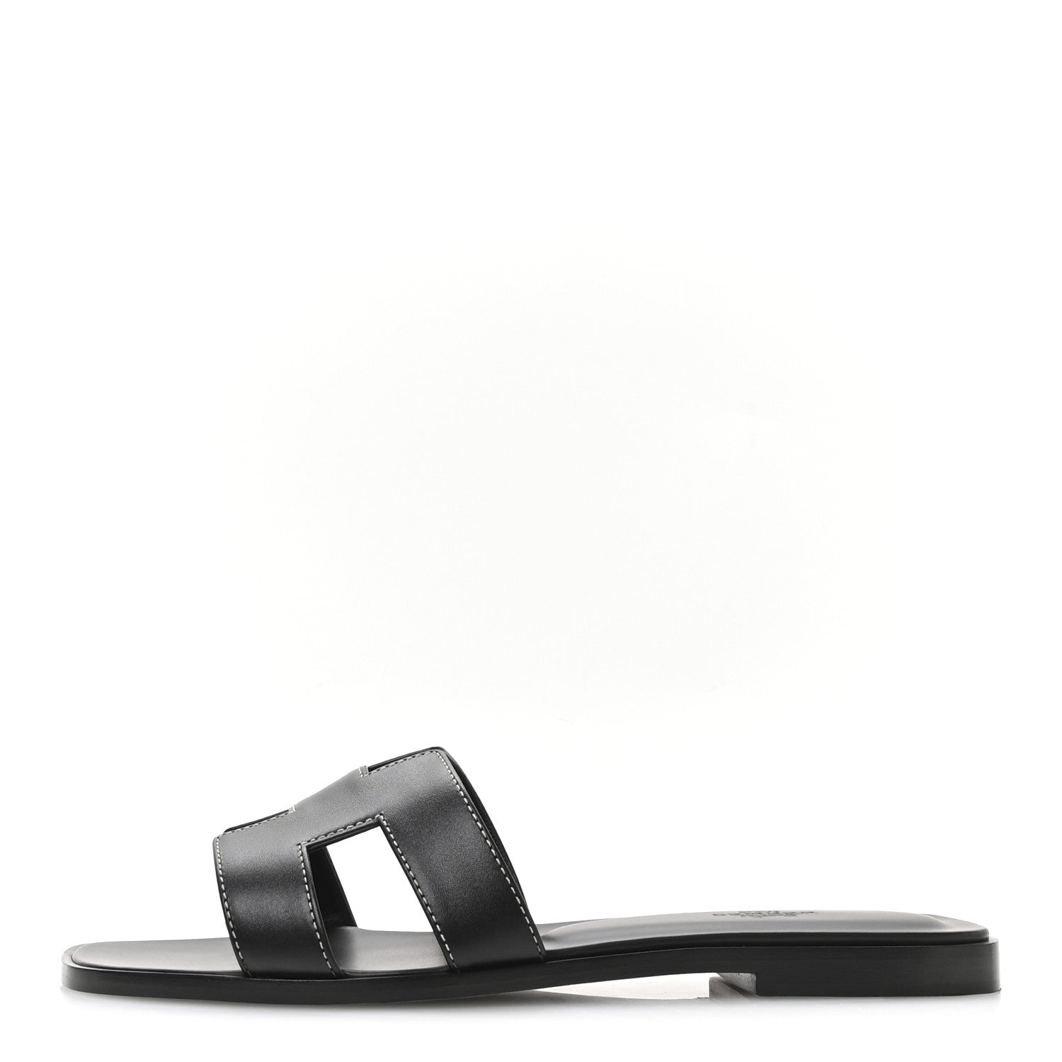 Hermes Box Calfskin Oran Sandals 40 Black 1 of 9