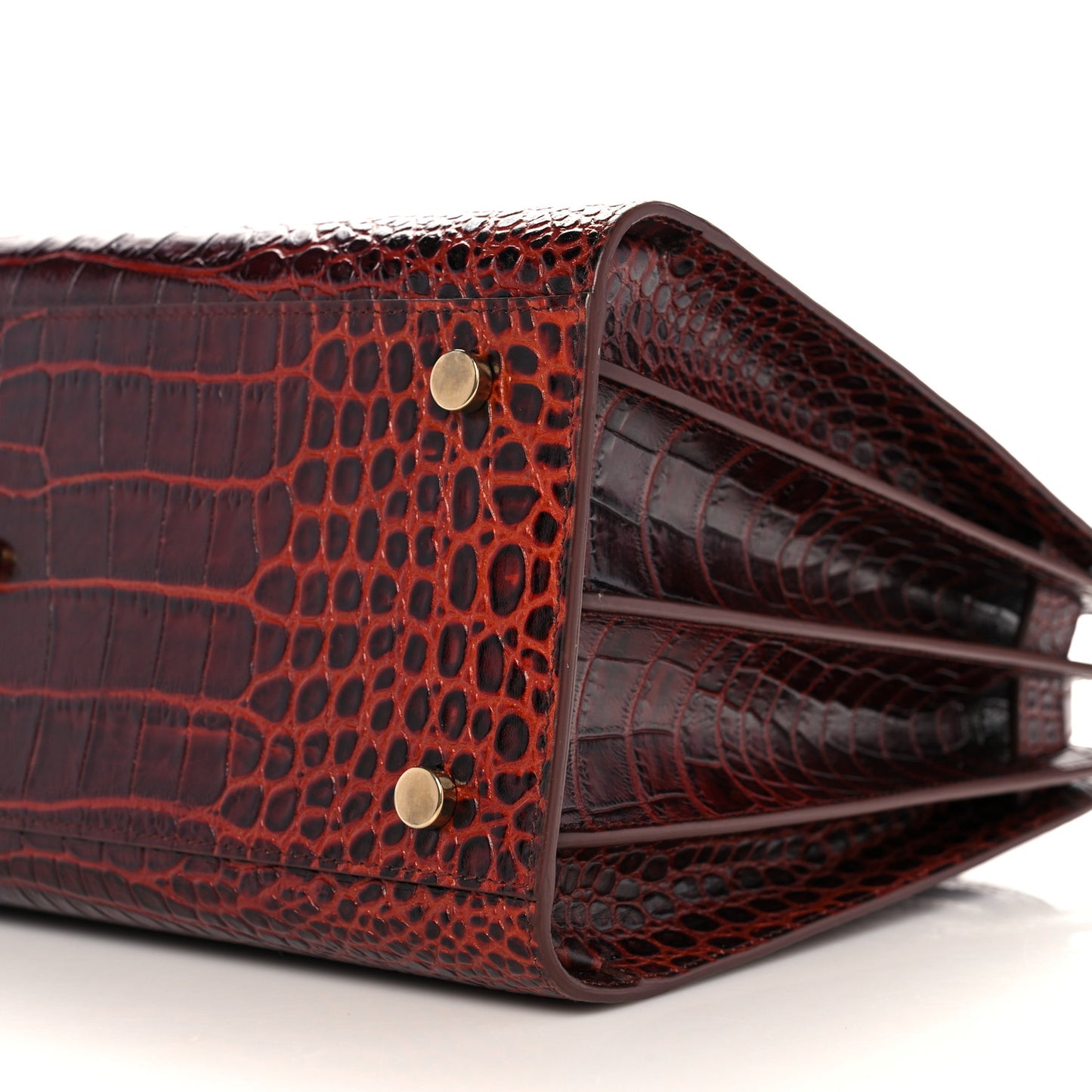 Calfskin Crocodile Embossed Small Sac de Jour Dark Blood