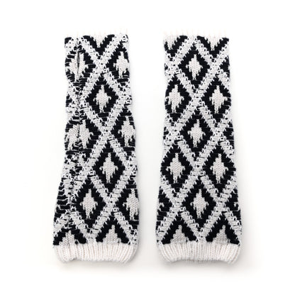 Chanel Cashmere Blend CC Fingerless Gloves Beige White Black 2 of 4