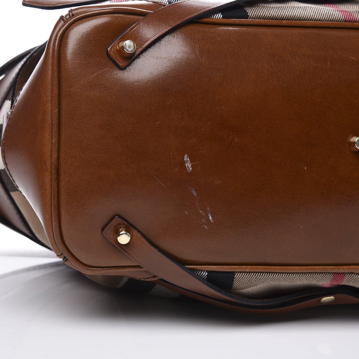House Check Bridle Calfskin Medium Lynher Tote Dark Tan