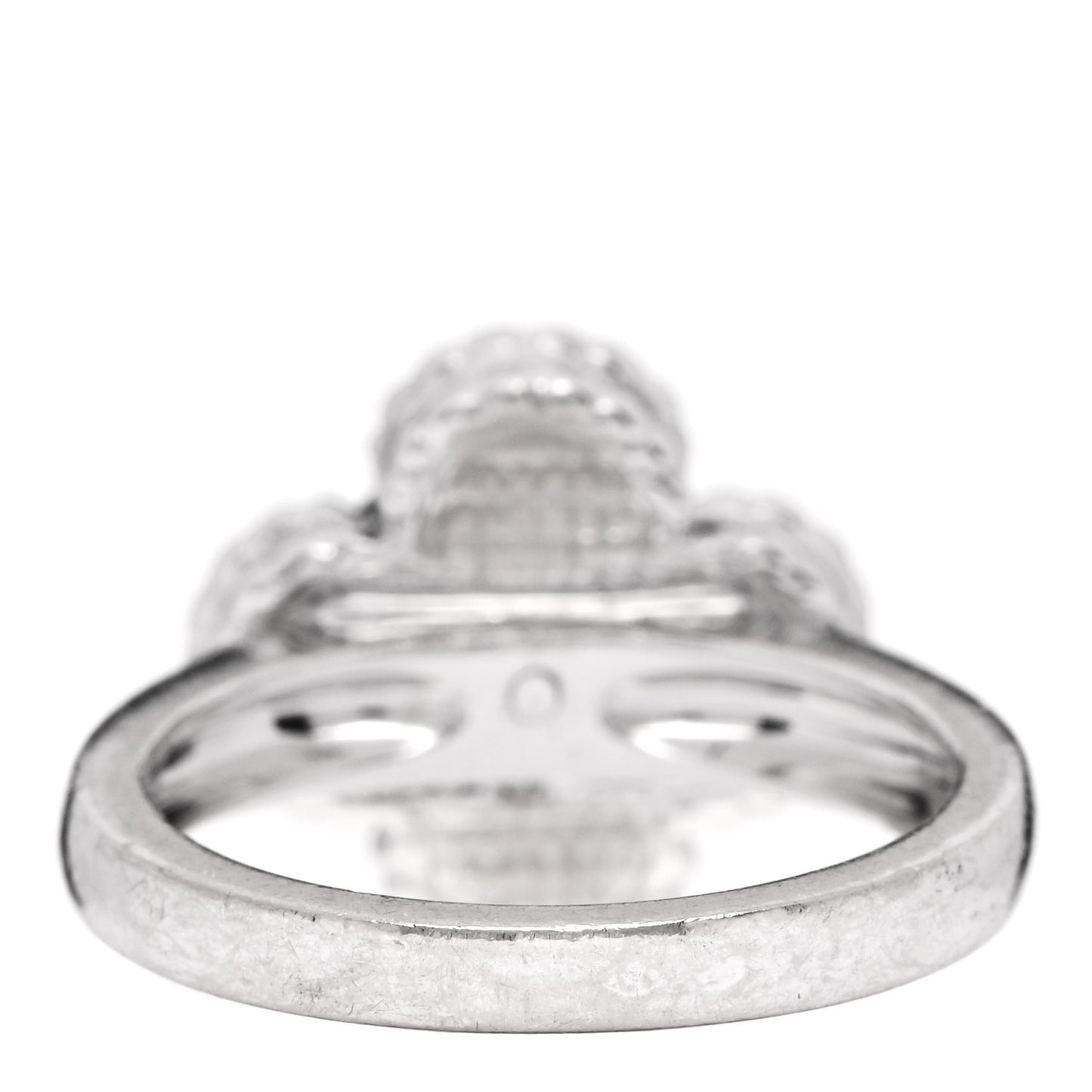 18K White Gold Diamond Mother of Pearl Vintage Alhambra Ring 51 5.75