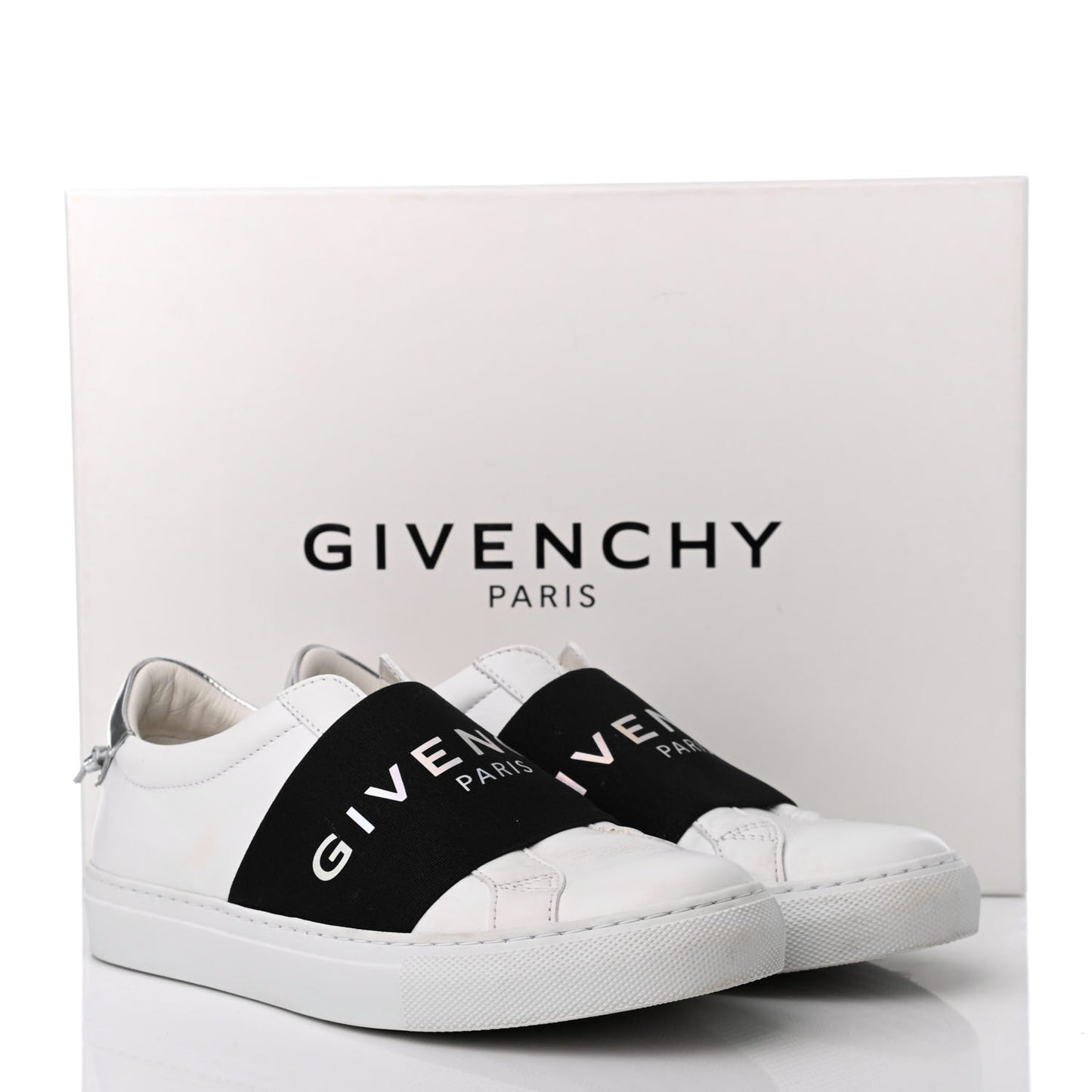 Calfskin Band Logo Womens Urban Street Sneakers 36 White Black