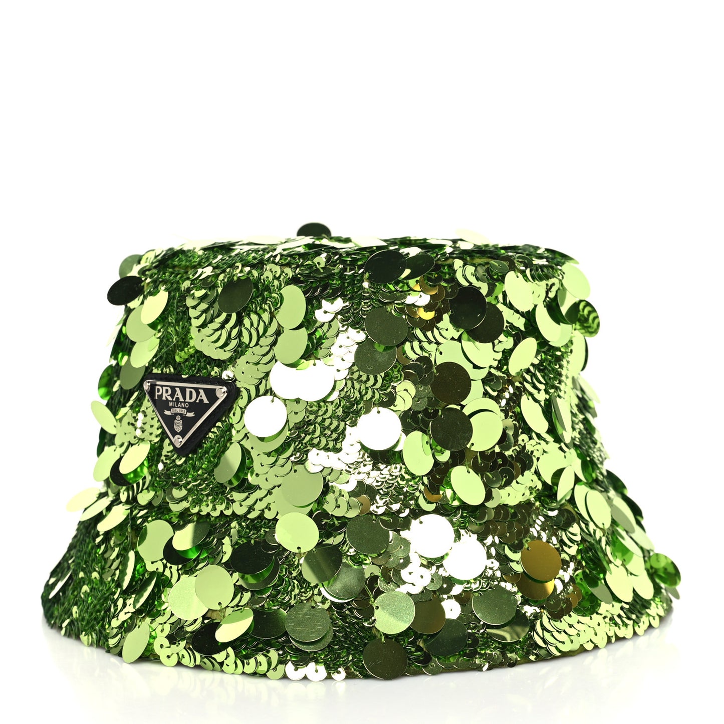 Paillettes Metal Triangle Logo Womens Bucket Hat S Lime
