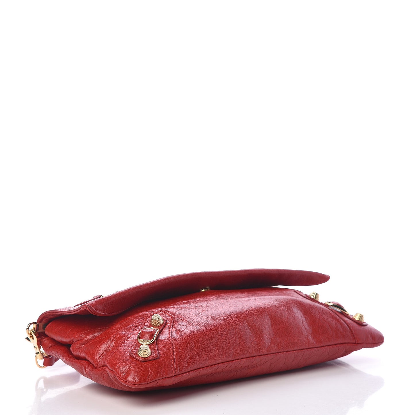 Agneau Giant 12 Gold Hardware Envelope Strap Clutch Rouge Lipstick