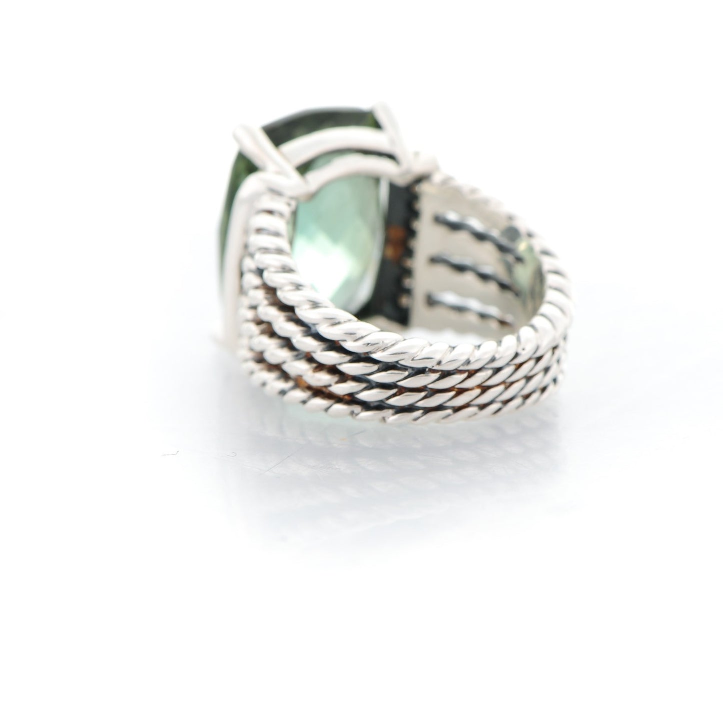 Sterling Silver Diamond Prasiolite 16mm Wheaton Ring 51 5.75