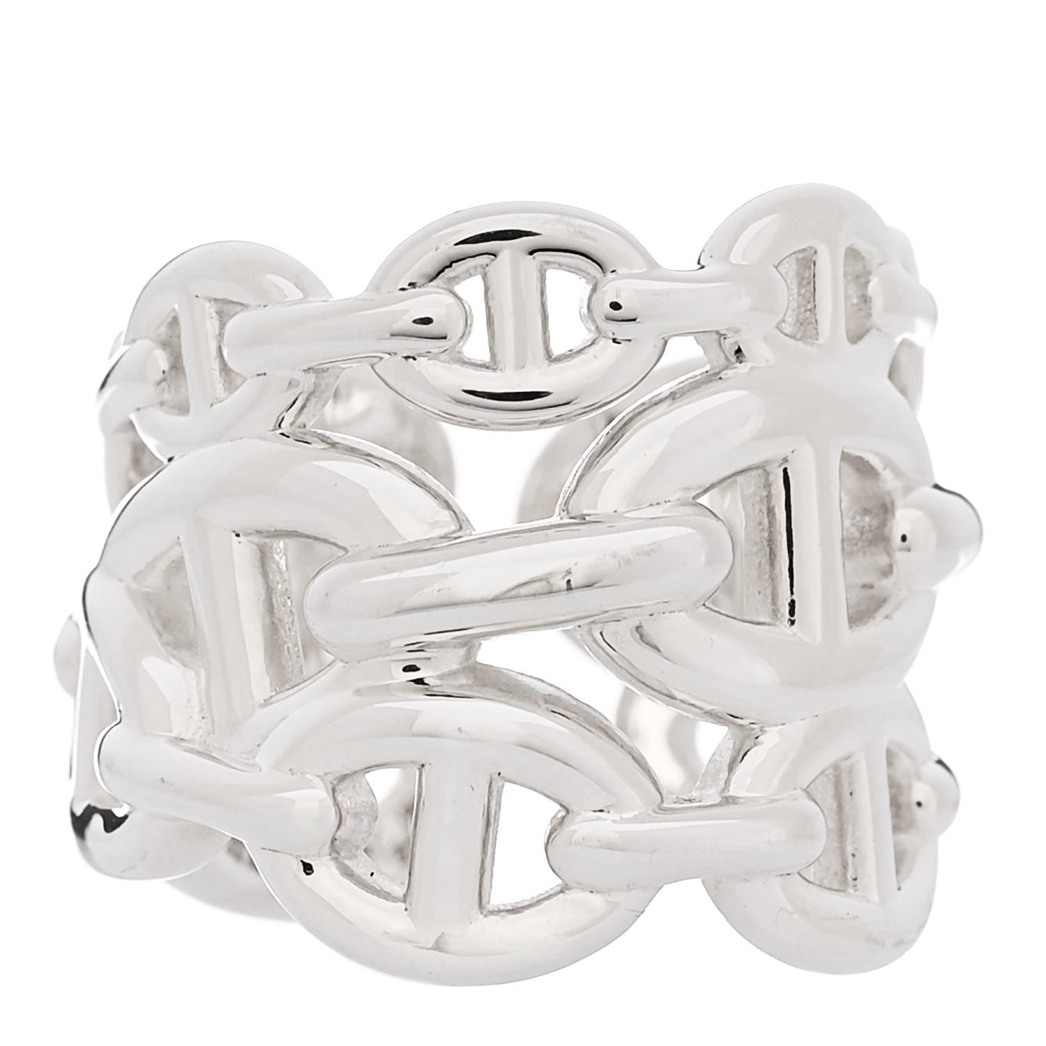 Hermes Sterling Silver GM Chaine d'Ancre Enchainee Band Ring 53 6.25 1 of 7