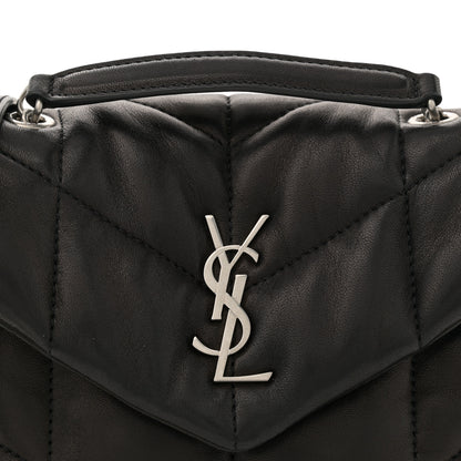 Saint Laurent Lambskin Quilted Toy Loulou Puffer Monogram Chain Satchel Black 8 of 10