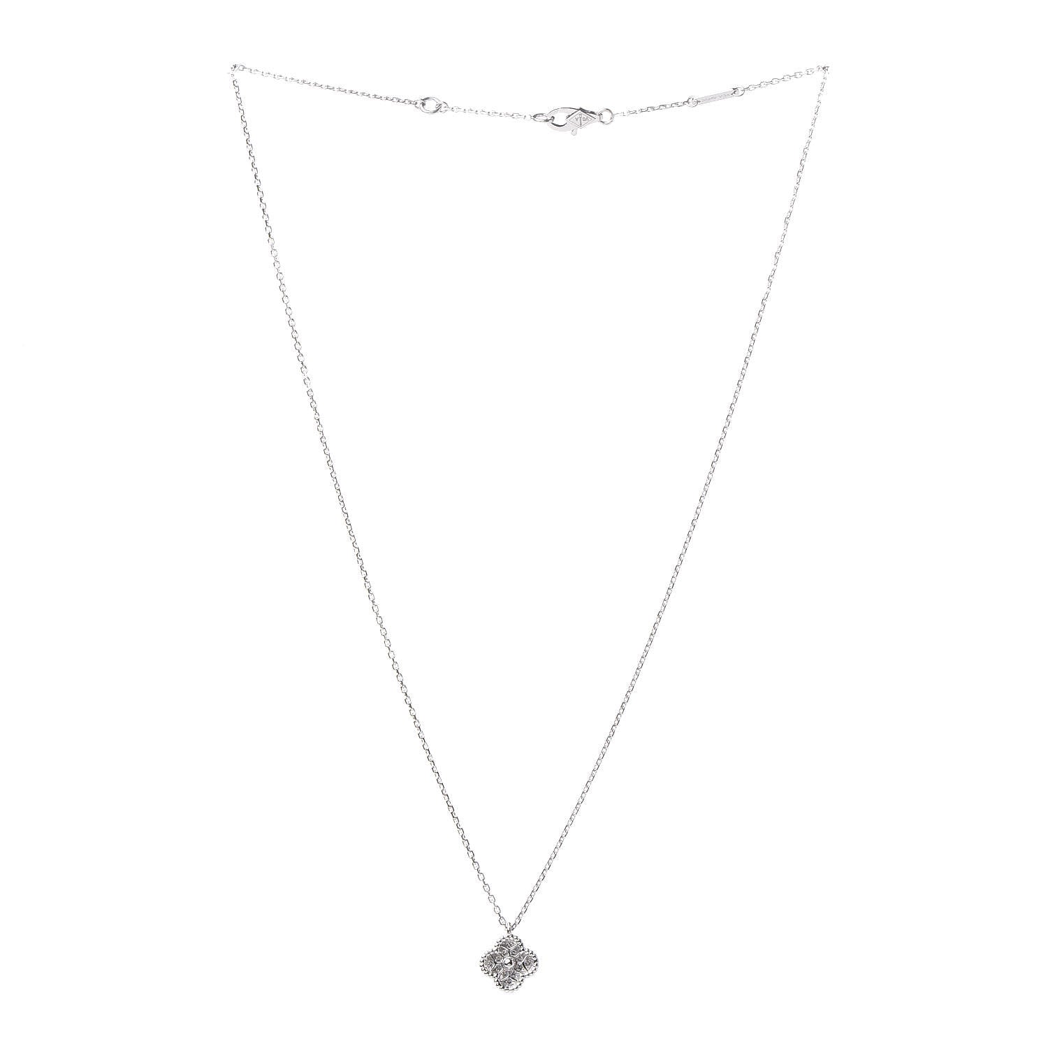 Van Cleef & Arpels 18K White Gold Diamond Sweet Alhambra Pendant Necklace 3 of 8