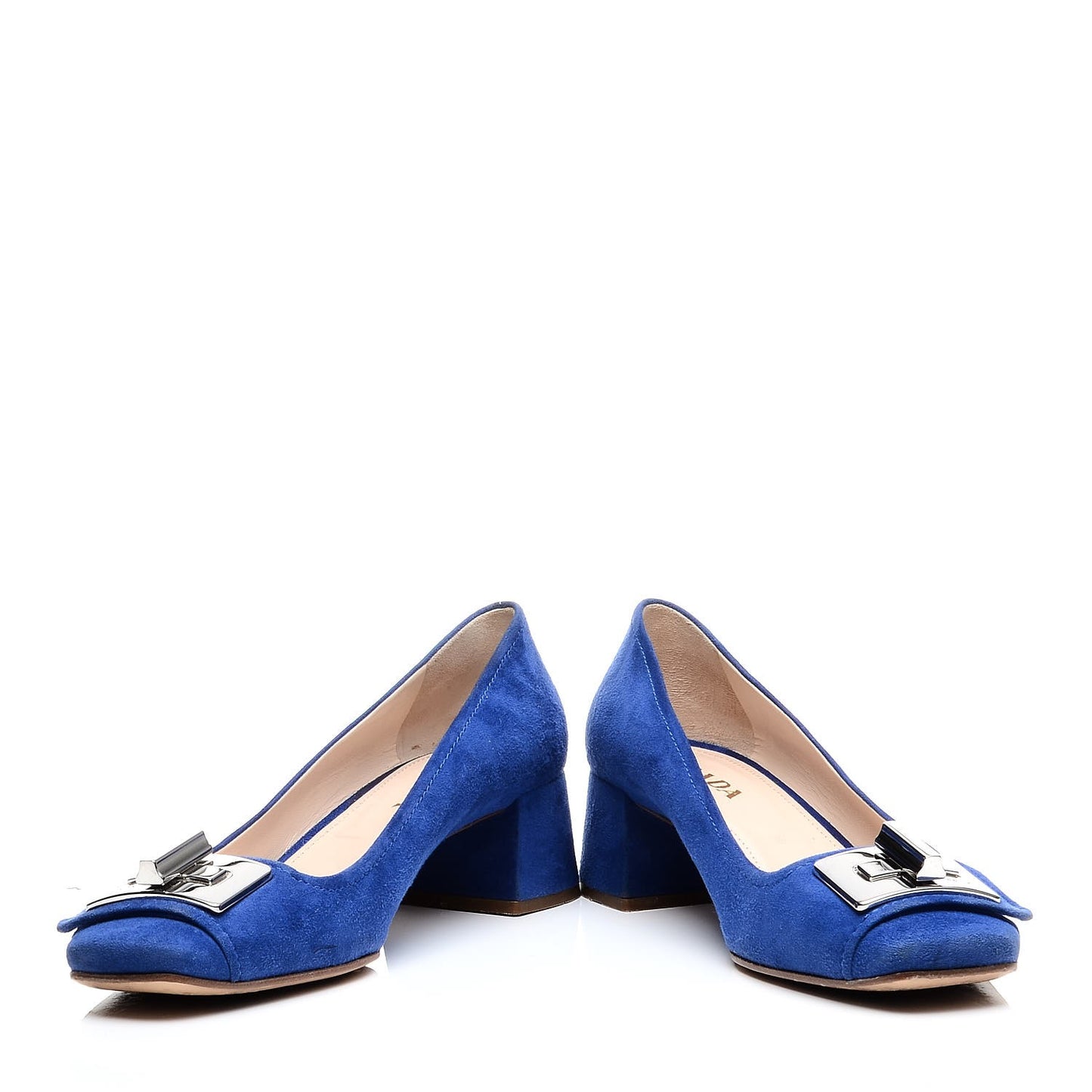 Suede Turnlock Block Heel Pumps 37.5 Blue