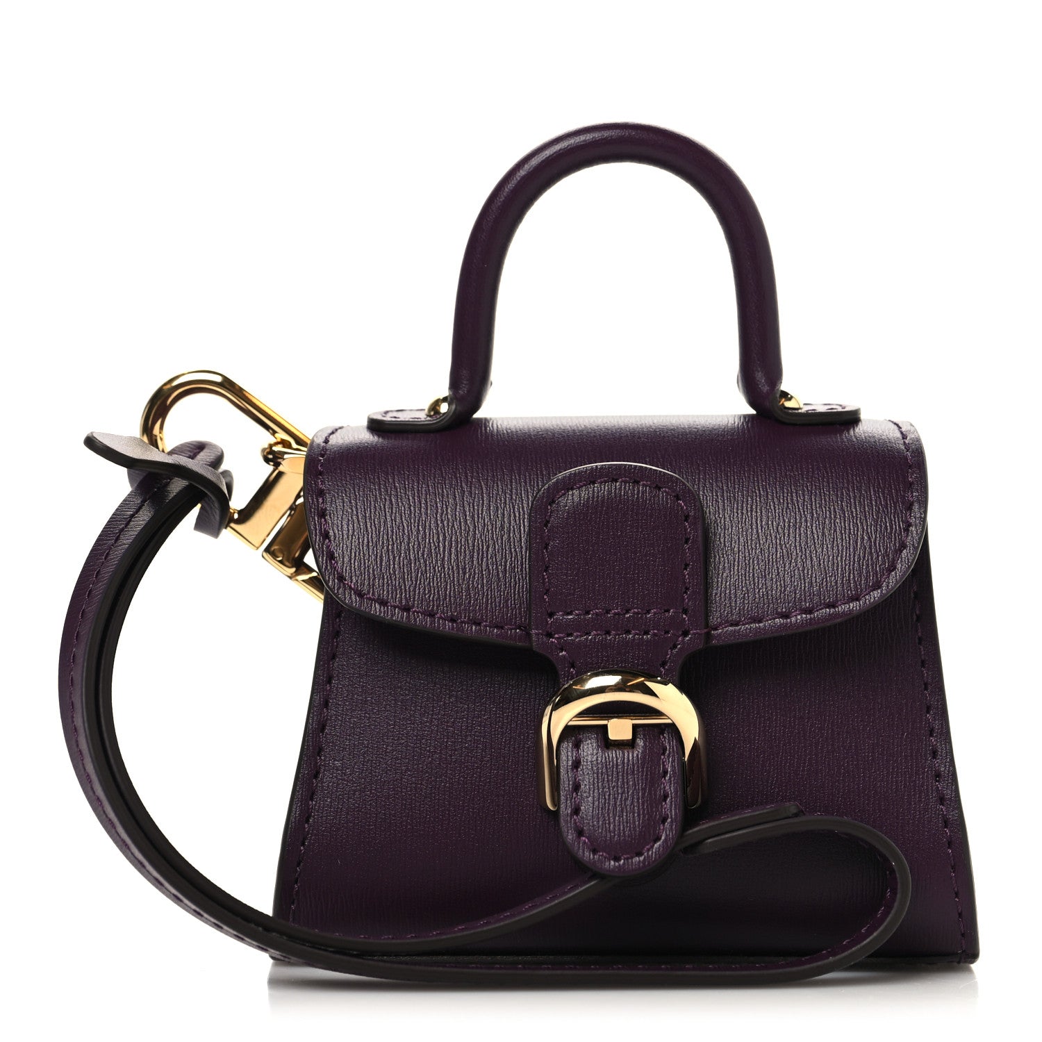 Delvaux Box Calfskin Brillant Charms Wristlet Bag Charm Prune 1 of 8