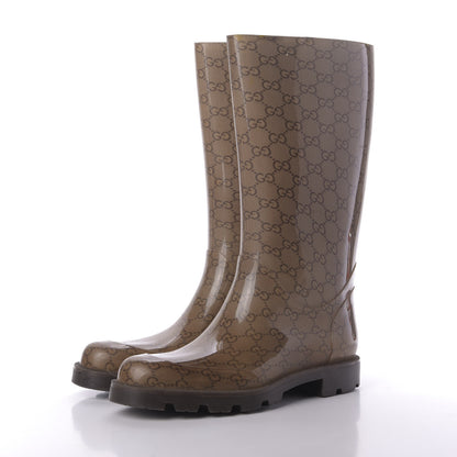 Gucci Rubber Monogram Edinburg Rain Boots 40 Transparent Cocoa 3 of 8