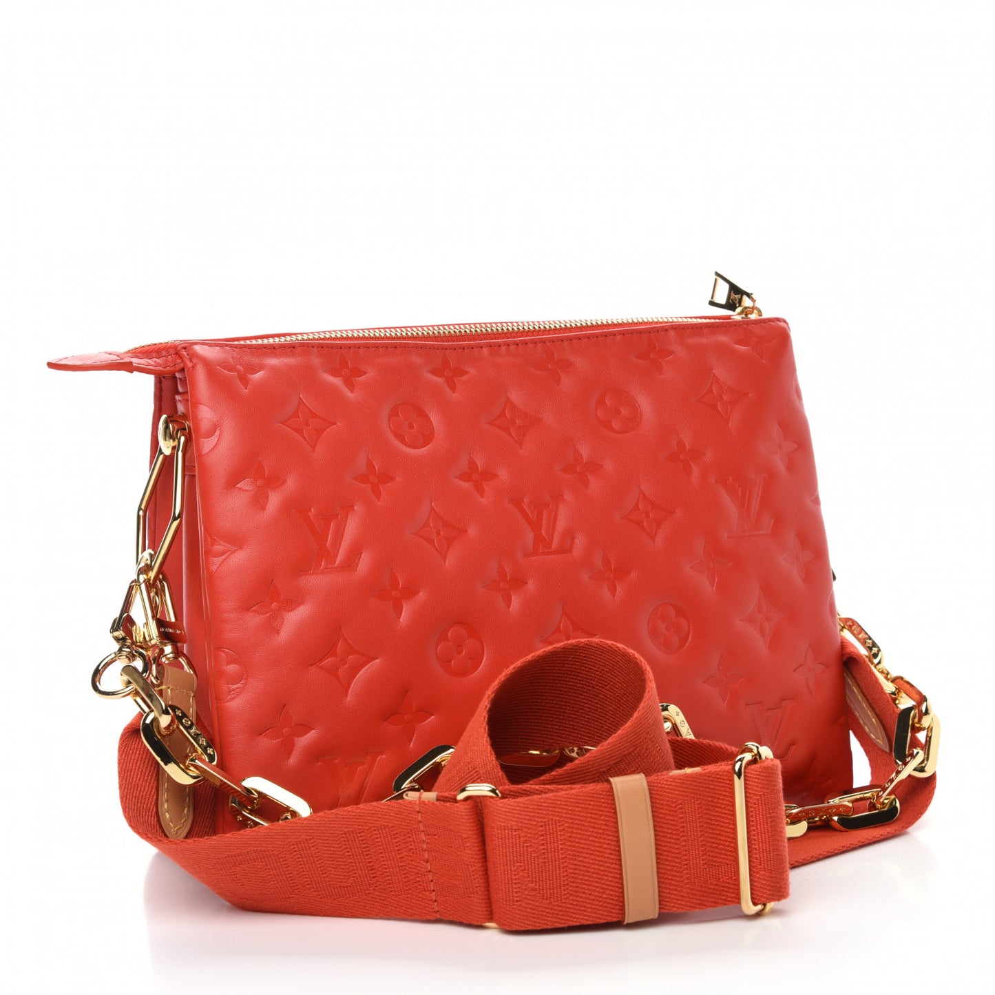 Lambskin Embossed Monogram Coussin PM Red